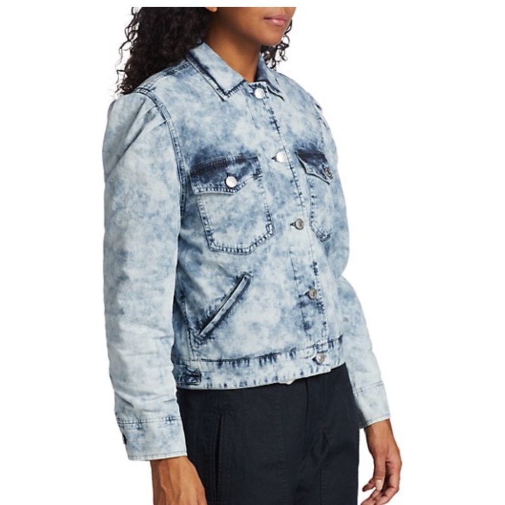 Isabel Marant Etoile Iolinea Acid Wash Jean Denim Puff Sleeve Jacket S/36 - Picture 5 of 12